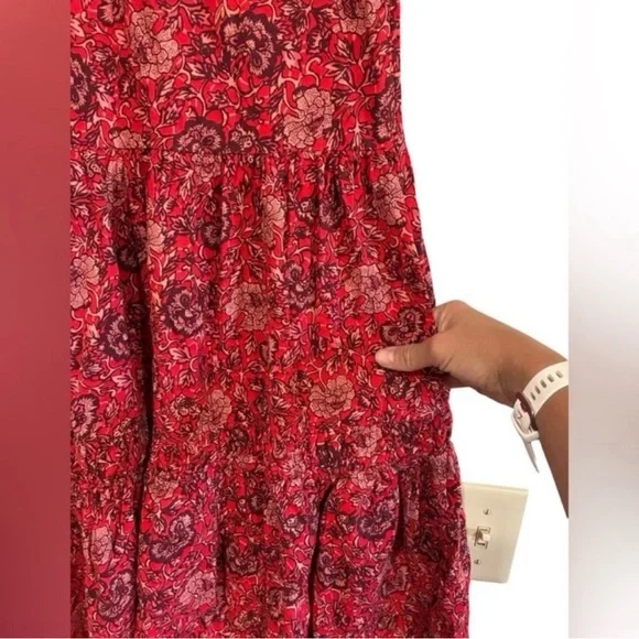 Ulla Johnson / Hana floral high neck ruffle Dress in red poppy mini 0 - Picture 6 of 10